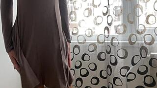 Beautiful legs in skirt during erotic self-pleasure.