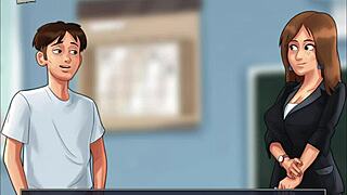 Exploring Summertime Saga episode 182 in an anime style.