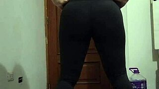 Mature Mommy Squats Intensely in Thong, Flashing Big Ass During Workout