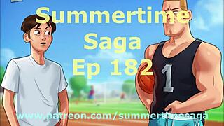 Exploring Summertime Saga episode 182 in an anime style.