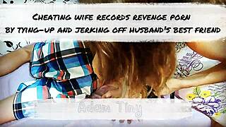 Cheating wife ties up husband's friend for wild jerk-off!