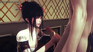 Asian sissy gets a rough yaoi femboy handjob and creampie