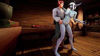 Elf fucks night elf blindfolded in kitchen!