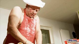 young girl sucks fat old man's cock before backdoor pounding