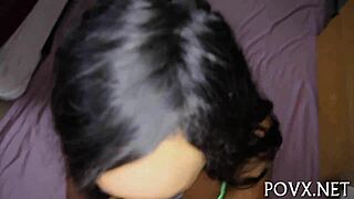 beautiful teen wench gives rough blowjob in competition