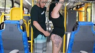 Absurd Public Bus Action, Guy Rubs on Brunette Till He Finishes