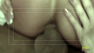 Two bisexual milfs kiss before getting fucked by two big-dicked guys