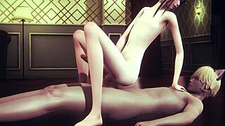 yaoi femboy mio gives handjob and fucks sissy trap in japanese anime game 😍