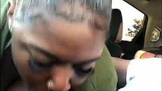 Ebony Slut Sucks Big Black Cock In Chipotle Parking Lot For Outdoor Cumshot