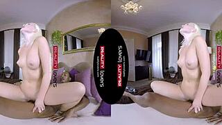 RealityLovers presents black stud pounding blonde in VR doggystyle action