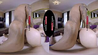 RealityLovers presents black stud pounding blonde in VR doggystyle action