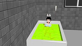 Kokoa strips everything off in the bath for a steamy hentai show.