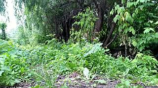 Horny BBW Milf Pees Through Panties Outdoors