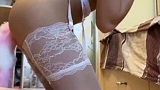 blonde european girl gets off masturbating her tight ass with a dildo