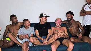 Gay orgy with big black cocks and hard anal sex