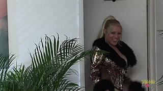 Two bisexual milfs kiss before getting fucked by two big-dicked guys