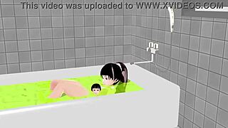 Kokoa strips everything off in the bath for a steamy hentai show.