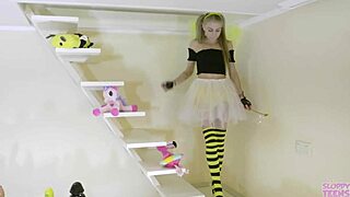 Petite bee costume sucking cocks