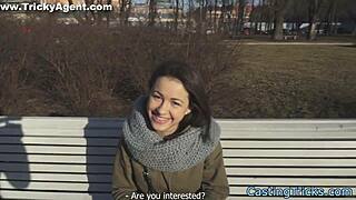In the casting interview, the newbie amateur sucks dick and gets a facial