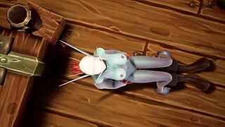 Elf fucks night elf blindfolded in kitchen!