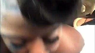 Ebony Slut Sucks Big Black Cock In Chipotle Parking Lot For Outdoor Cumshot