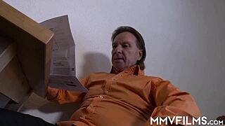 blonde milf gets throat inspected, fingering pussy and cum in mouth with small tits!!