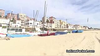 spicy latina amateur surprises with steamy beach blowjob