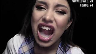 Premium Bukkake: Roxy Lips Swallows 51 Massive Gloryhole Cumshots