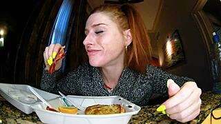 European Redhead Makes French Toast