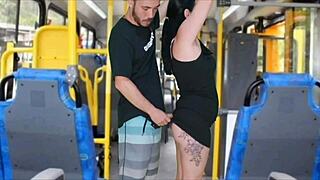 Absurd Public Bus Action, Guy Rubs on Brunette Till He Finishes