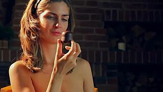 Hot Sexy Girl Boldly Smears Cream On Big Tits And Hairy Pussy