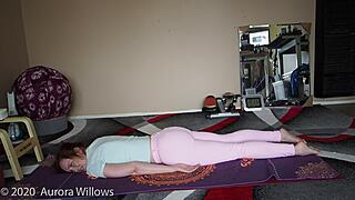 european mature wife teaches cute brunette yoga lesson with small tits