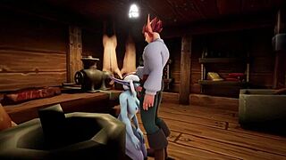 Elf fucks night elf blindfolded in kitchen!