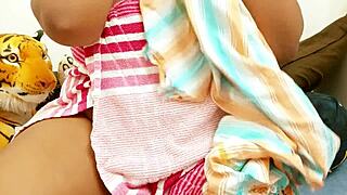 Indian college girl shows big tits to brother