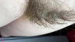 Admiring Hairy Pussy for 10 Minutes with Big Bush Closeup in Homemade Video