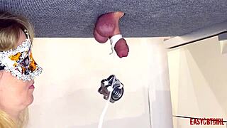 omg stepsister messin with dick on milking board... hangin stuff on it, so weird!