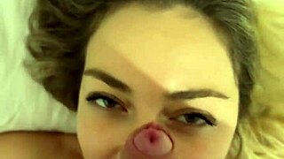 he shakes his monster cock teasing the cute blonde until she cums in her mouth