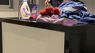 I putted the cleaning lady to suck my dick kneelin in the laundry room and she obayed