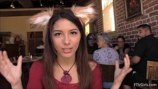 In a fox costume, she squirts powerfully in this 1080p video