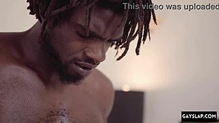 hot black gay sex gets even harder with muscular french bodybuilder