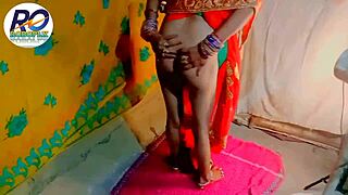 Desi bhabhi strips saree for intense fingering and fucking