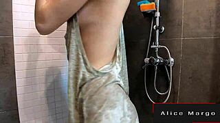 Masturbation In The Shower, Sexy Blonde Teen 18+ With Dildo Orgasm