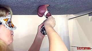 omg stepsister messin with dick on milking board... hangin stuff on it, so weird!