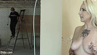 young blonde teen seduces a wrinkled old man for intense doggystyle pounding