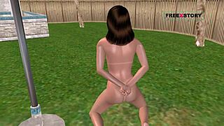 this cute girl in 3d cartoon masturbating with a carrot 😏🥕