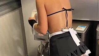 I putted the cleaning lady to suck my dick kneelin in the laundry room and she obayed