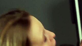 Beautiful woman gets facial with cum while giving blow job