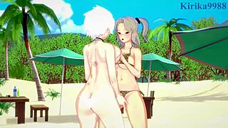 imu and miyabi have intense lesbian play and futanari sex in this senran kagura hentai, i love it