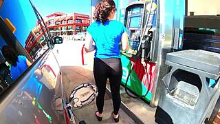 Specific Insanely Transparent Leggings on 43yo Wife Flashing Curvy Ass Outdoors