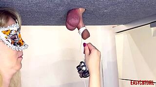 omg stepsister messin with dick on milking board... hangin stuff on it, so weird!